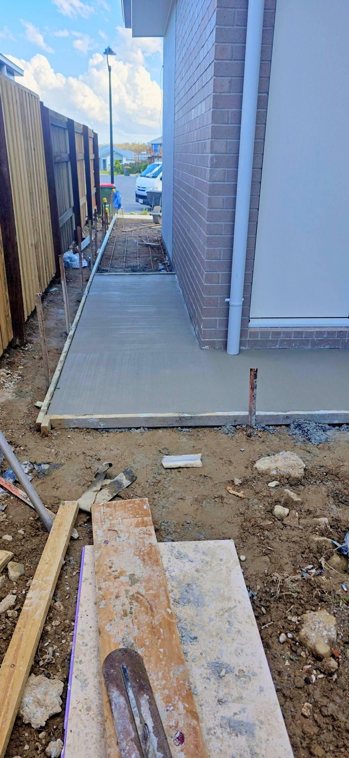 Fresh concrete slab finished for a service area